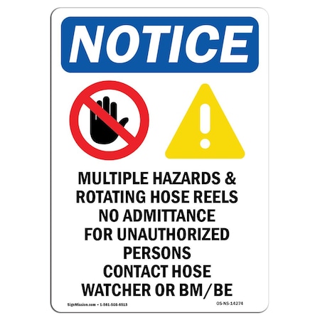 Signmission Safety Sign, OSHA Notice, 18" Height, Multiple Hazards And Sign With Symbol, Portrait OS-NS-D-1218-V-14274
